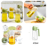 2-In-1 Oil Spray Bottle | Adjustable Mist & Dispenser | 470ml Leak-Proof Glass Container | For Cooking, BBQ, Baking & Air Fryer 470ml (Random Color) - Malzio