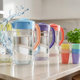 Premium 2.8 Liter Water Jug With 6 Glasses – Unbreakable Plastic Drinkware Set For Home & Office (Random Color