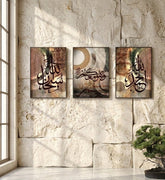 3 Pcs Wooden Sticky Wall Frames Set 8x11 Inch Ready Size With Adhesive Tape For Easy Wall Decoration - Malzio