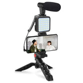 High Quality Vlogging Kit | Mobile & DSLR Accessories | Tripod, Mic & 360° LED Video Recording Setup - Malzio