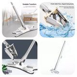 Rotating X Mop Flat Microfiber Floor Mop with 360° Squeeze System and Replaceable Cloth Heads