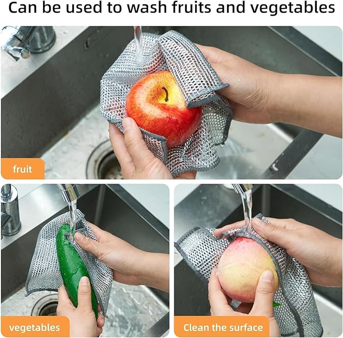 Pack of 10 Wire Dish Washing Cleaning Cloth | Reusable Kitchen Cleaning Cloth (Buy 5 Get 5 Free)
