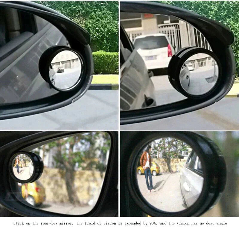 Pack Of 2 PCs Round View Mirror Blind Spot Wide- Angel Lens - 2 PCs - Metal Body