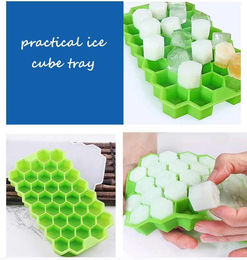 Silicone Ice Cube Tray 37 Grid with Lid | Honeycomb Ice Maker Reusable Ice Container for Coffee & Juice (Random Color) – 1 Pc ❄️🧊