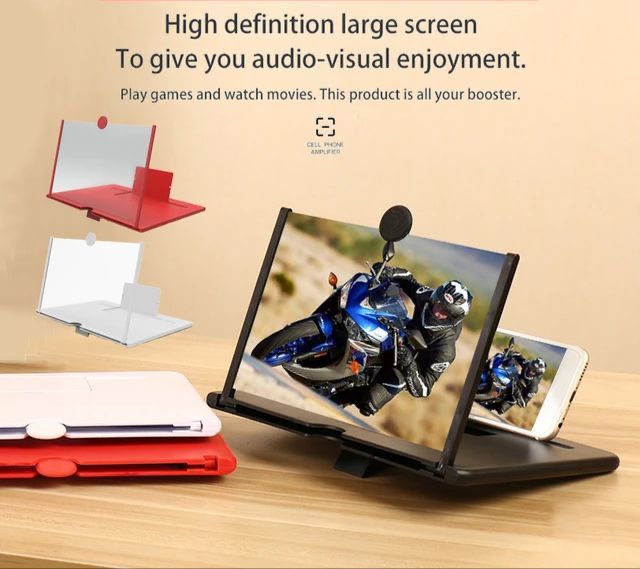 Mobile Screen Magnifier 12 Inch | HD 3D Video Amplifier & Foldable Smartphone Stand with Eye Protection (Random Color)
