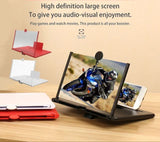 Mobile Screen Magnifier 12 Inch | HD 3D Video Amplifier & Foldable Smartphone Stand with Eye Protection (Random Color)