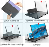 Mobile Screen Magnifier 12 Inch | HD 3D Video Amplifier & Foldable Smartphone Stand with Eye Protection (Random Color)
