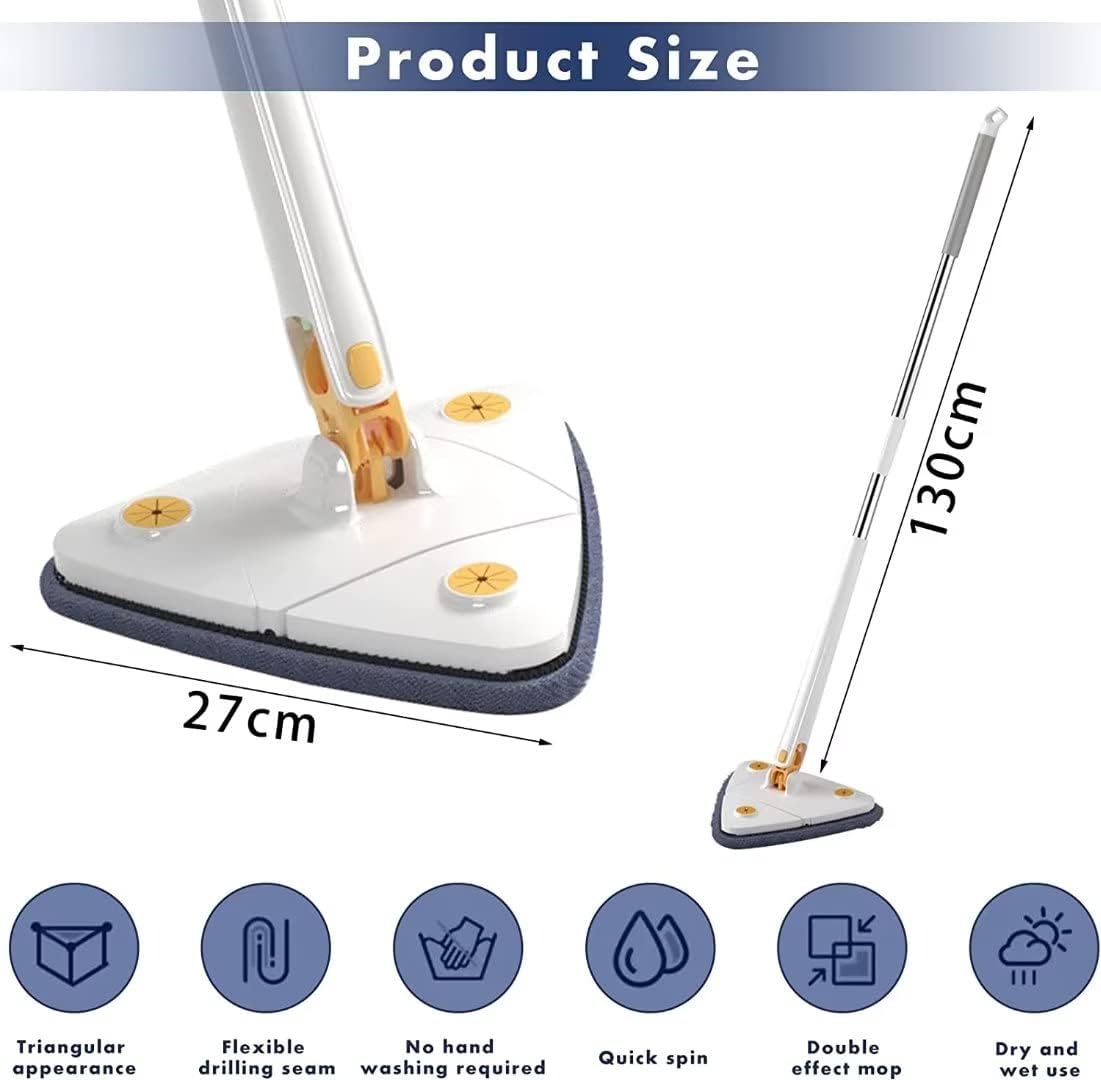 Extendable Triangle Mop 360° Twist Squeeze | Window, Glass, Bathroom, Floor & Ceiling Cleaning Mop (Random Color)