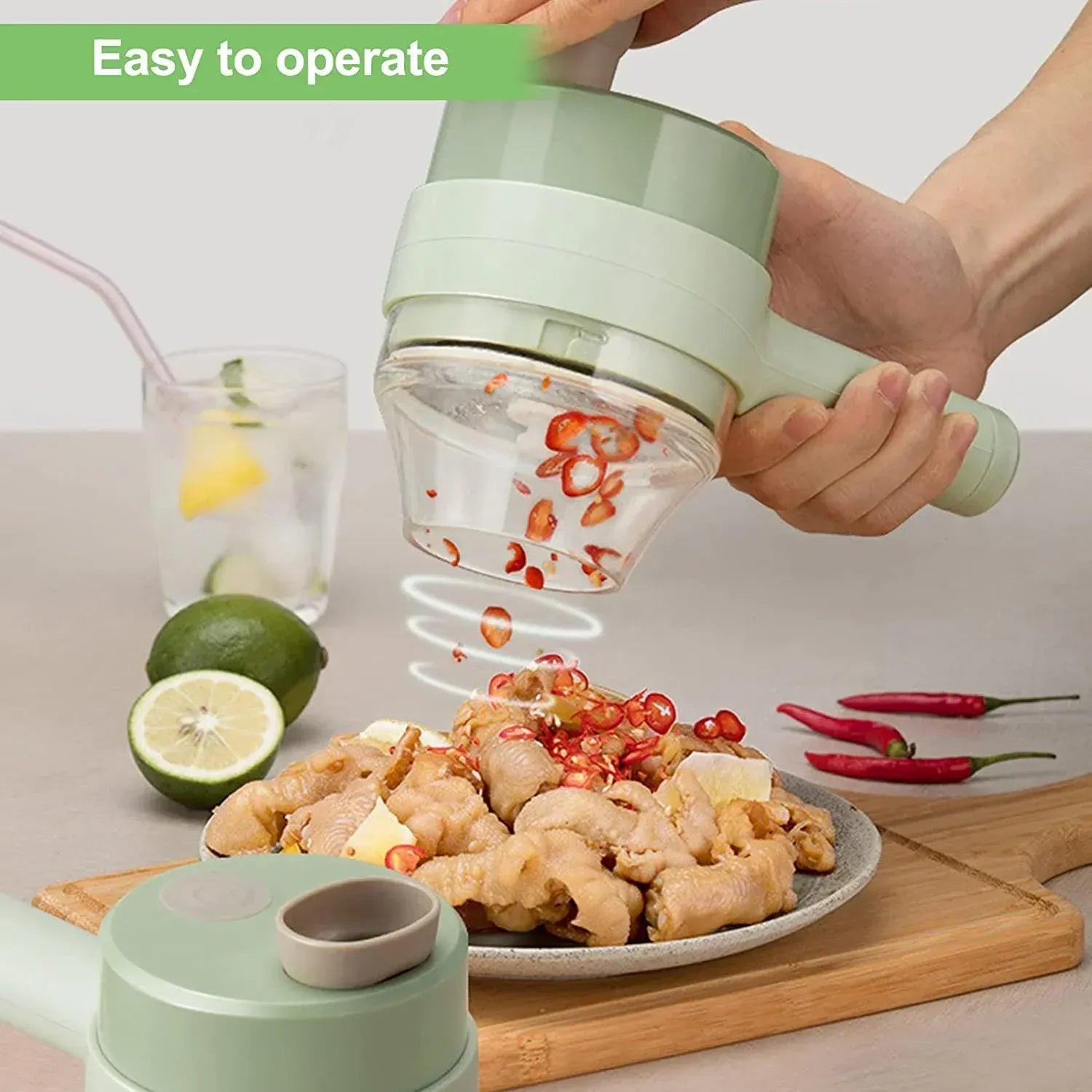 Electric Handheld Vegetable Cutter &amp; Slicer | Multifunctional Food Chopper for Fruits, Vegetables &amp; Garlic