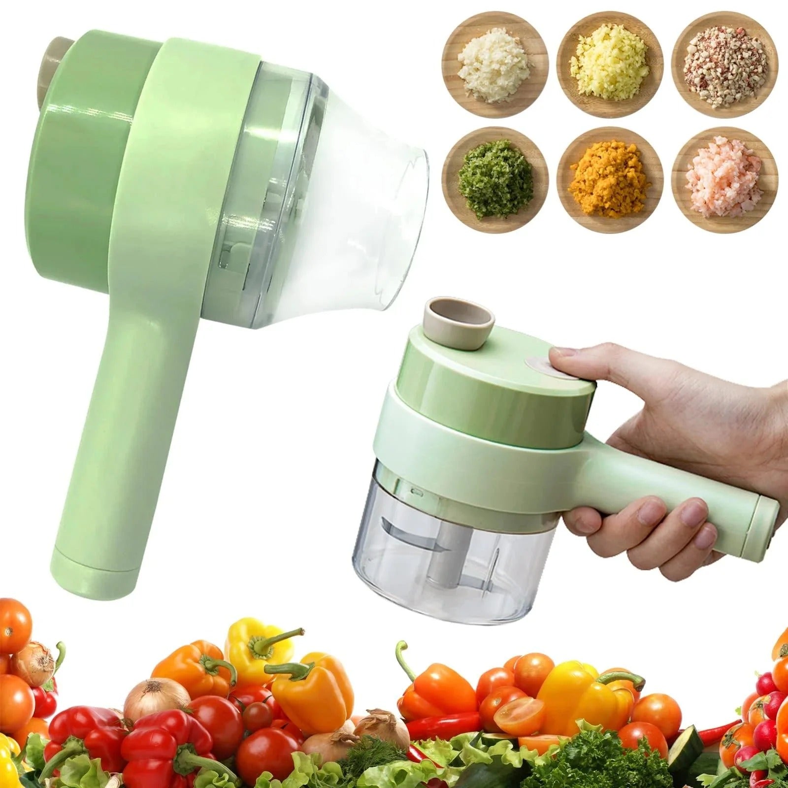 Electric Handheld Vegetable Cutter &amp; Slicer | Multifunctional Food Chopper for Fruits, Vegetables &amp; Garlic