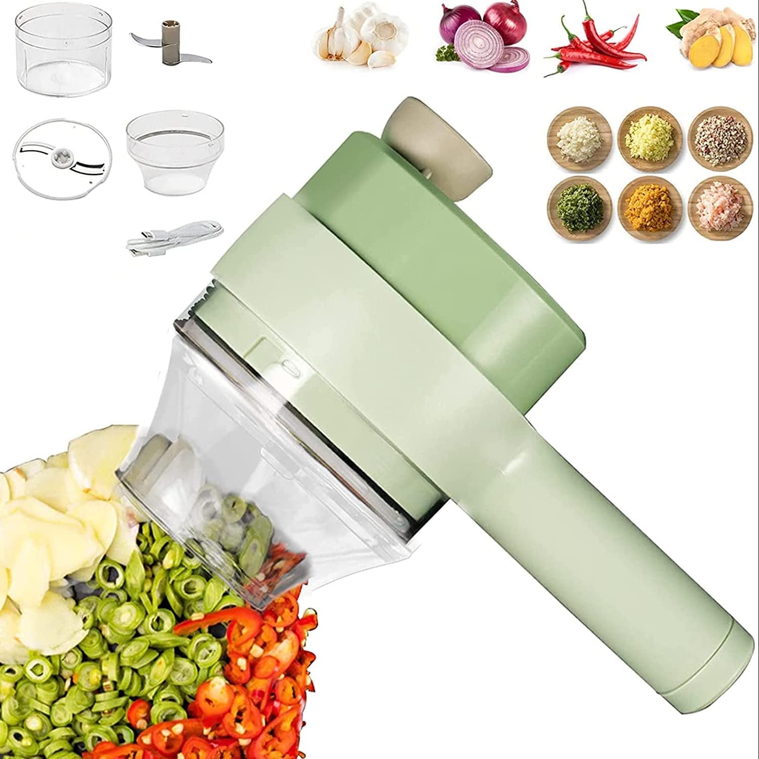 Electric Handheld Vegetable Cutter &amp; Slicer | Multifunctional Food Chopper for Fruits, Vegetables &amp; Garlic