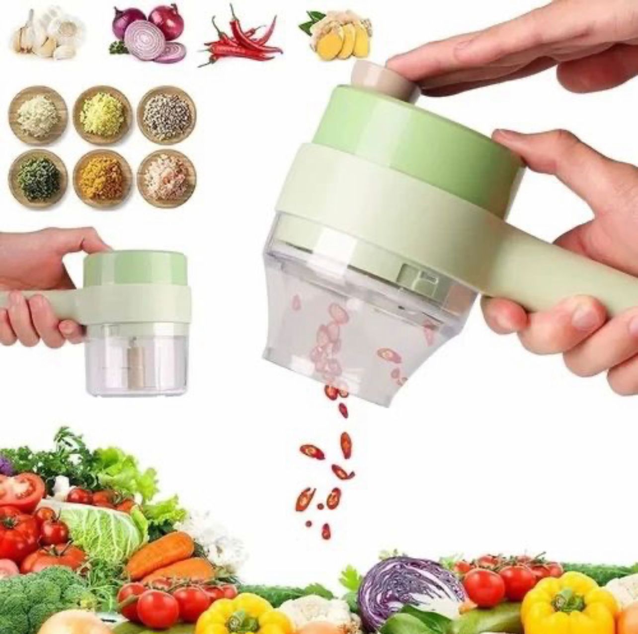 Electric Handheld Vegetable Cutter &amp; Slicer | Multifunctional Food Chopper for Fruits, Vegetables &amp; Garlic