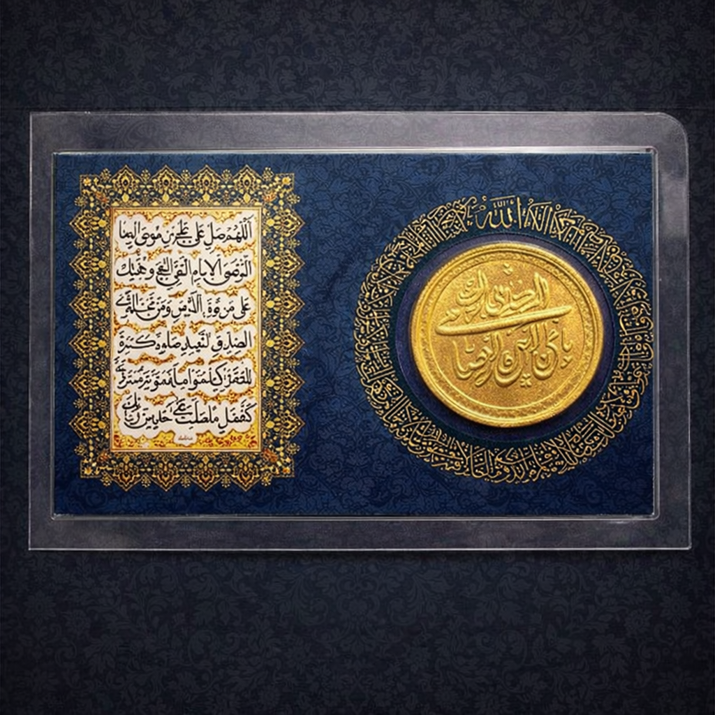 Premium Islamic Imam Zamin Card & Metallic Coin Set | Traditional Islamic Protection Band for Special Occasions