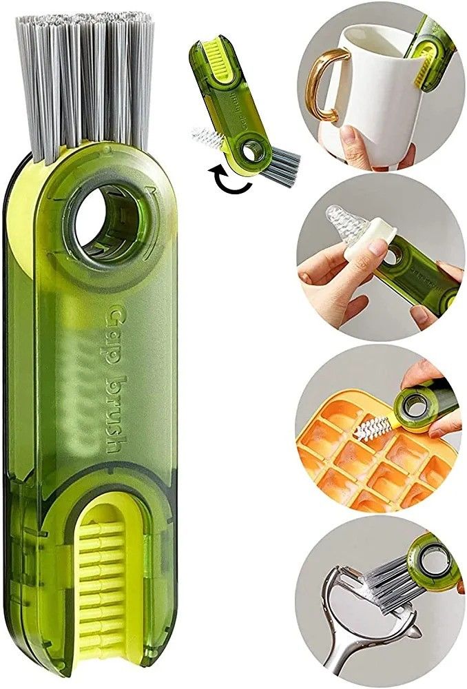 3-in-1 Silicone Cup Cleaning Brush | Multifunction Bottle, Lid & Cup Cleaner ✨🧽