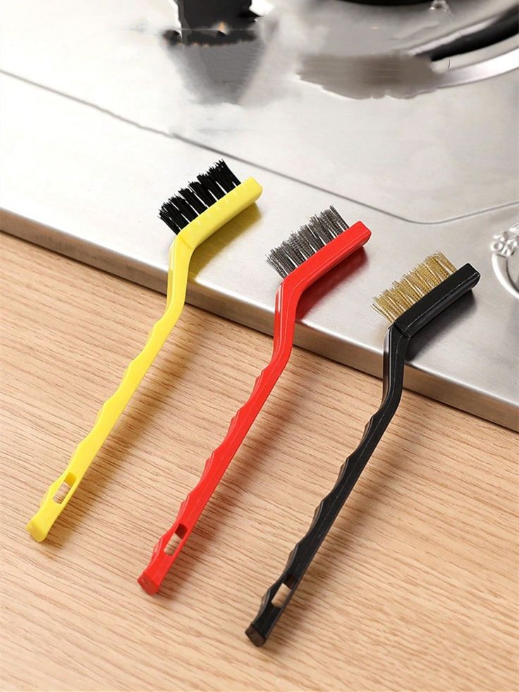 Gas Stove Cleaning Wire Brush Kitchen Tool | Metal Fiber Cleaning Brush Set of 3