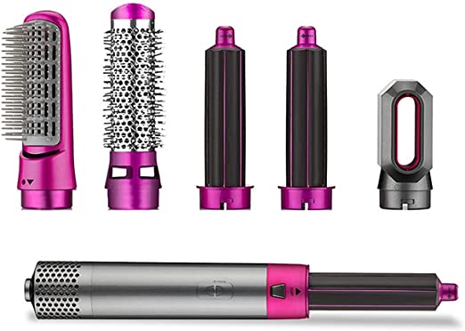 5-in-1 Electric Hair Dryer Brush | Blow Dryer, Hair Straightener, Curler &amp; Detachable Styling Brush Kit with Negative Ion Technology (Random Color) - Malzio