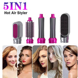 5-in-1 Electric Hair Dryer Brush | Blow Dryer, Hair Straightener, Curler &amp; Detachable Styling Brush Kit with Negative Ion Technology (Random Color) - Malzio