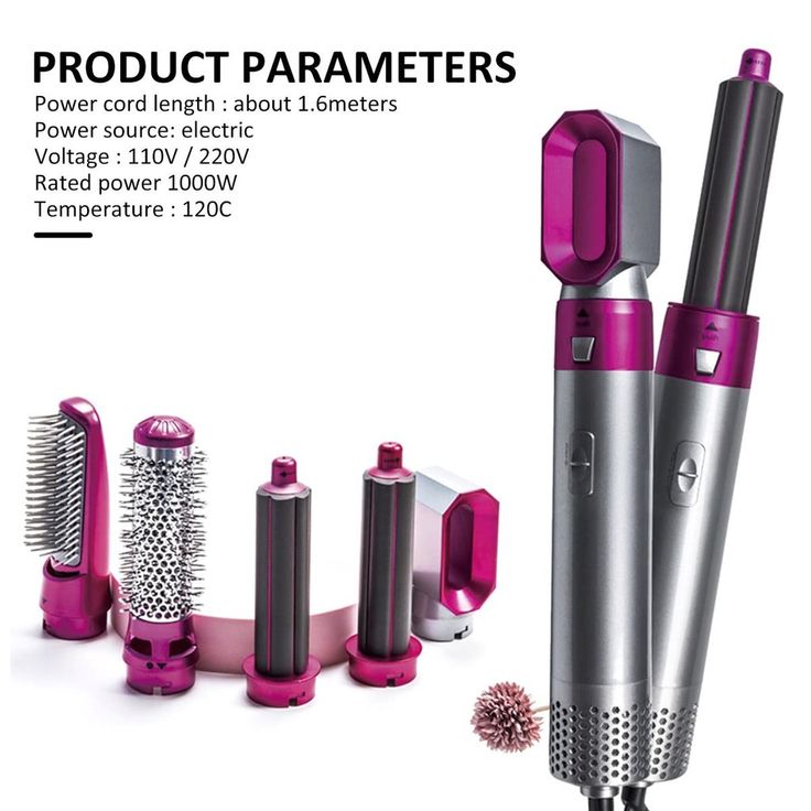 5-in-1 Electric Hair Dryer Brush | Blow Dryer, Hair Straightener, Curler &amp; Detachable Styling Brush Kit with Negative Ion Technology (Random Color) - Malzio