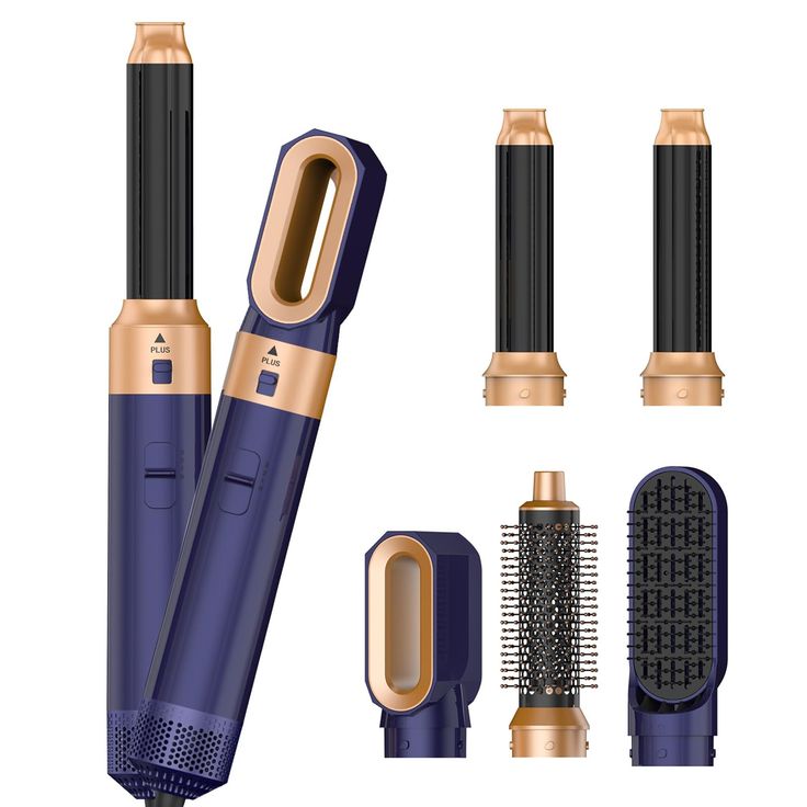 5-in-1 Electric Hair Dryer Brush | Blow Dryer, Hair Straightener, Curler &amp; Detachable Styling Brush Kit with Negative Ion Technology (Random Color) - Malzio