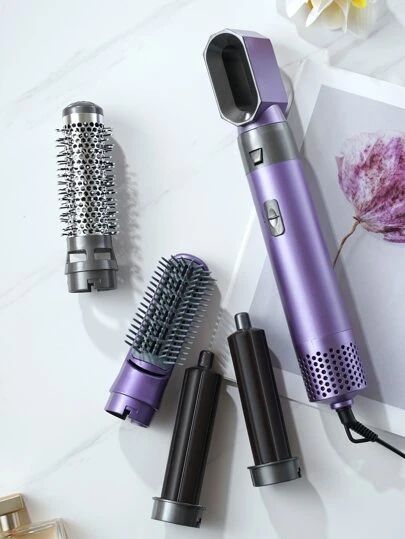 5-in-1 Electric Hair Dryer Brush | Blow Dryer, Hair Straightener, Curler &amp; Detachable Styling Brush Kit with Negative Ion Technology (Random Color) - Malzio
