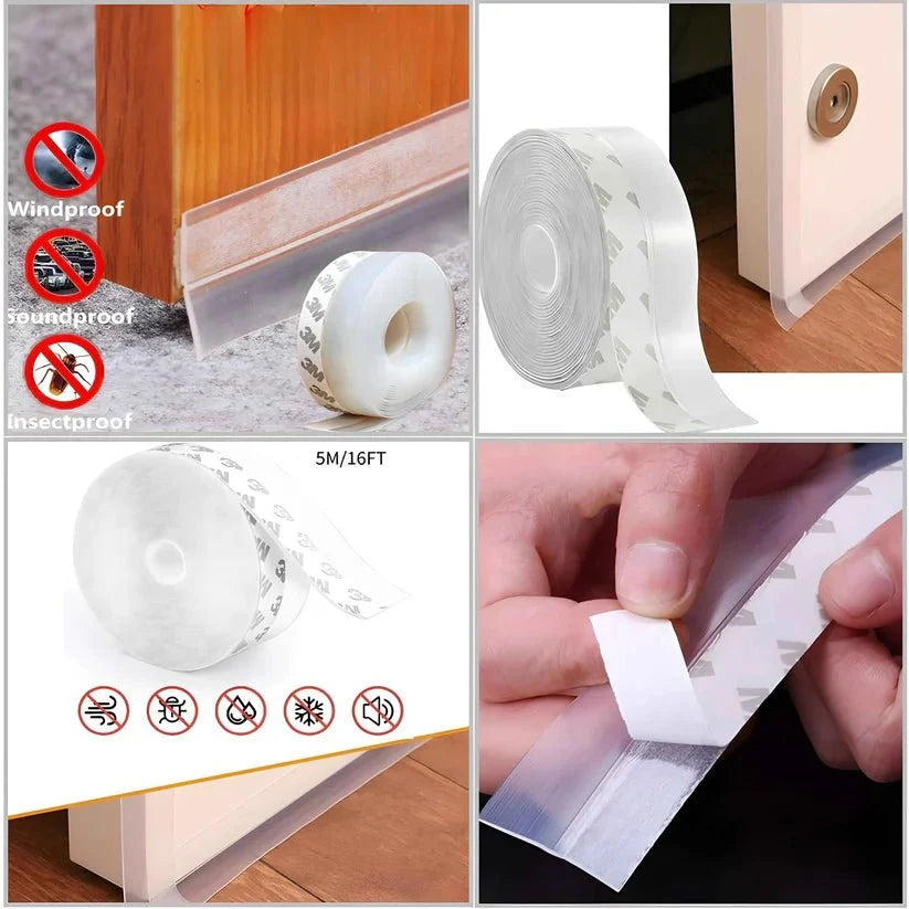 5 Meter Door Seal Tape For 5 Door | Strong Adhesive Strip for Doors & Windows – Soundproof, Dustproof & Anti-Draft - Malzio
