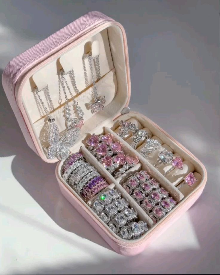 Jewellery Travel Case, PU Leather Organizer Box, Small Portable Jewellery Storage Holder for Womens