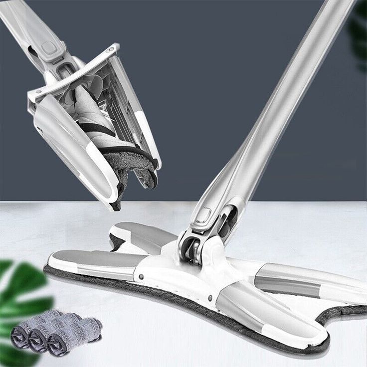 Rotating X Mop Flat Microfiber Floor Mop with 360° Squeeze System and Replaceable Cloth Heads