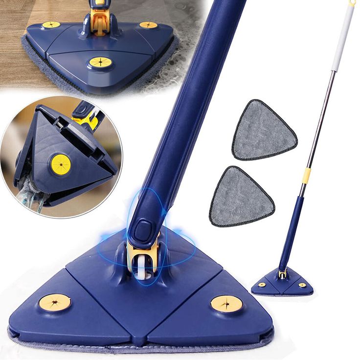 Extendable Triangle Mop 360° Twist Squeeze | Window, Glass, Bathroom, Floor & Ceiling Cleaning Mop (Random Color)