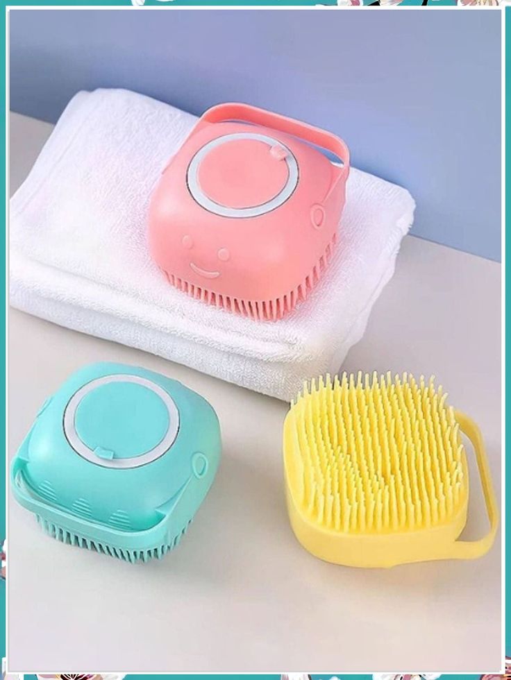 Silicone Bath & Body Shower Brush with Liquid Soap Dispenser | 2-in-1 Body Scrubber (Random Color) ✨