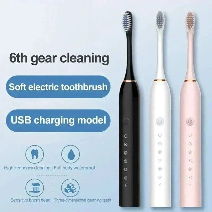 Electric Toothbrush | Rechargeable Sonic Cleaning Toothbrush with Soft Bristles for Deep Cleaning (Random Color)