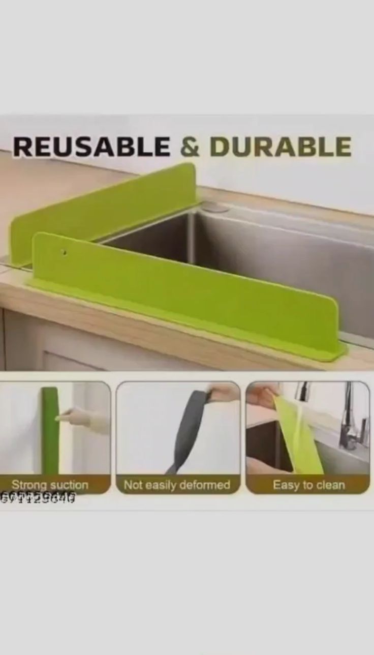 Reusable Silicone Sink Splash Guard – 14 Inch Splashproof Countertop Water Barrier with Suction Cups (Random Color) ✨