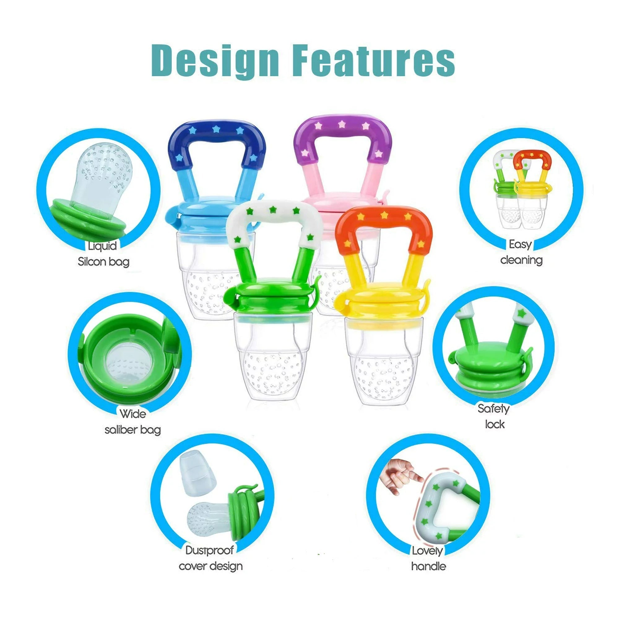 Baby Fruit Feeder Pacifier | Silicone Fresh Food Nibbler & Teething Toy for Infants (Random Color) - Malzio