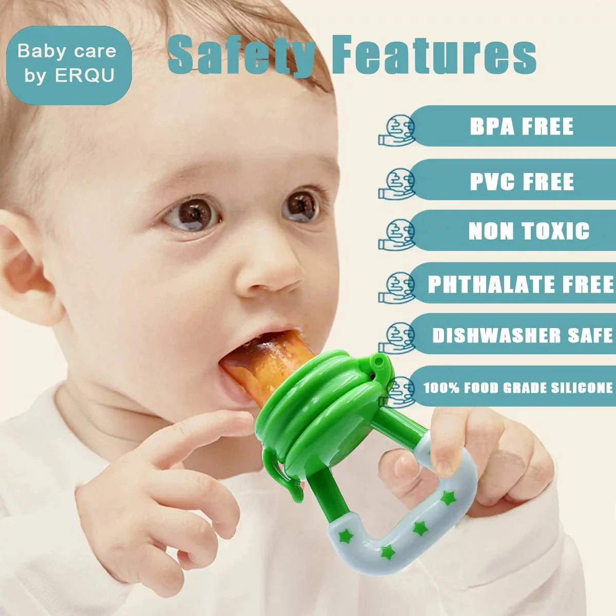 Baby Fruit Feeder Pacifier | Silicone Fresh Food Nibbler & Teething Toy for Infants (Random Color) - Malzio