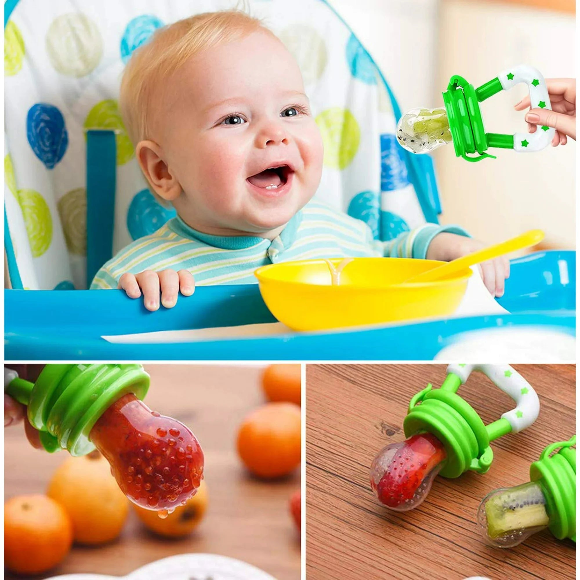 Baby Fruit Feeder Pacifier | Silicone Fresh Food Nibbler & Teething Toy for Infants (Random Color) - Malzio