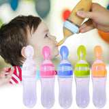 Baby Spoon Feeder | 90ml Silicone Feeding Bottle with Spoon for Infants & Toddlers - Malzio