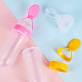 Baby Spoon Feeder | 90ml Silicone Feeding Bottle with Spoon for Infants & Toddlers - Malzio