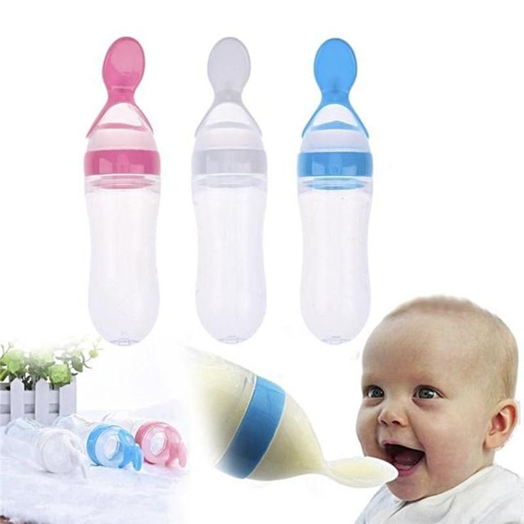Baby Spoon Feeder | 90ml Silicone Feeding Bottle with Spoon for Infants & Toddlers - Malzio