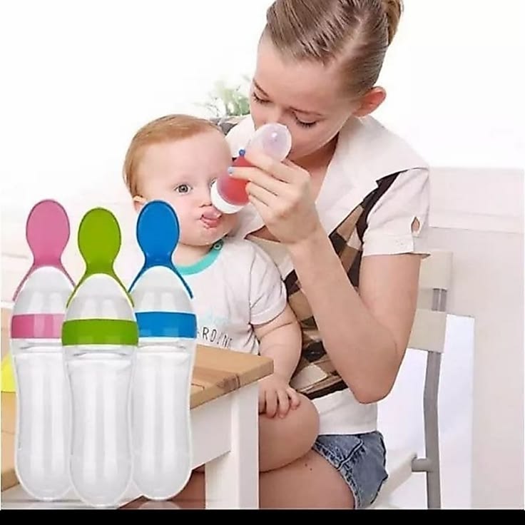 Baby Spoon Feeder | 90ml Silicone Feeding Bottle with Spoon for Infants & Toddlers - Malzio