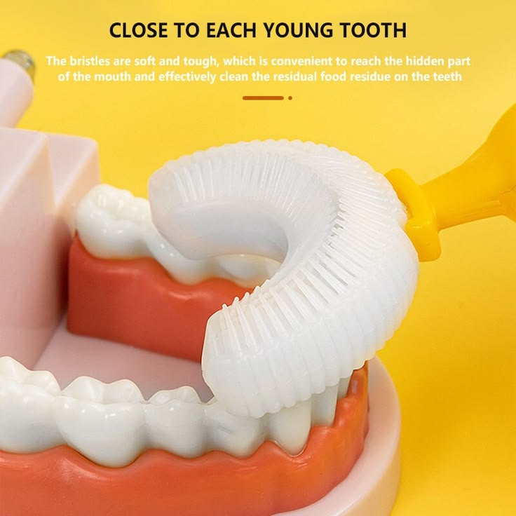 Baby U-Shaped Toothbrush | Children's Teeth Cleaning Brush for Kids (Soft Silicone) - Malzio