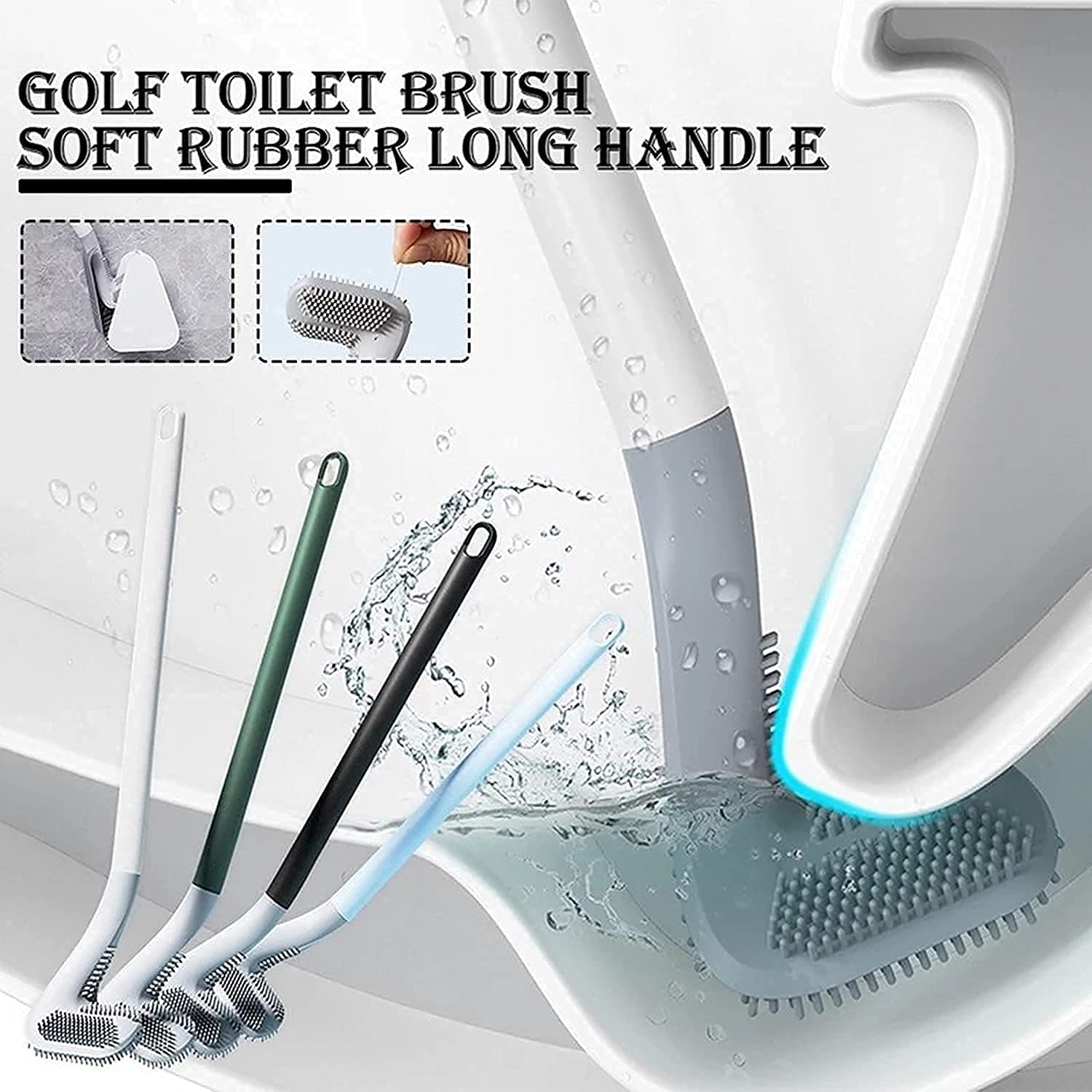 Buy 1 Get 1 Free Silicone Toilet Brush + 2 Hooks Free | Anti-Bacterial Flexible Toilet Cleaning Brush - Malzio