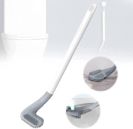 Buy 1 Get 1 Free Silicone Toilet Brush + 2 Hooks Free | Anti-Bacterial Flexible Toilet Cleaning Brush - Malzio