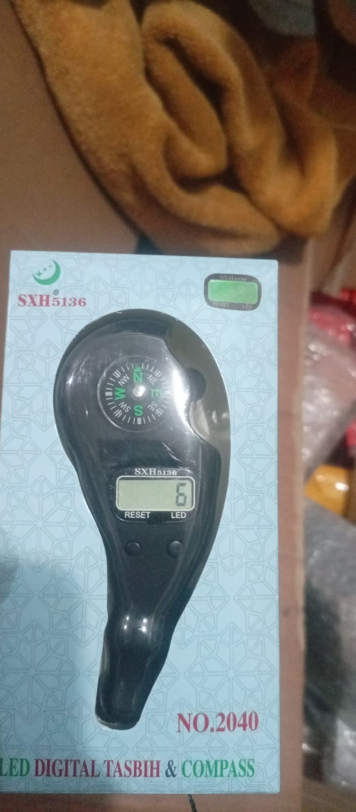 Digital Counter With Qibla Compass And Rotating Prayer Beads Portable Finger Tasbeeh Japa (Random Color) - Malzio