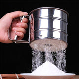 Flour Sifter Stainless Steel | Double Layer Fine Mesh Baking Sifter with One-Hand Press Crank for Cakes & Pastries - Malzio
