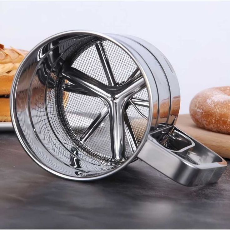 Flour Sifter Stainless Steel | Double Layer Fine Mesh Baking Sifter with One-Hand Press Crank for Cakes & Pastries - Malzio