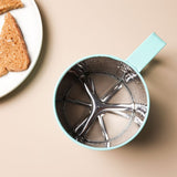 Flour Sifter Stainless Steel | Double Layer Fine Mesh Baking Sifter with One-Hand Press Crank for Cakes & Pastries - Malzio