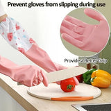 Long Reusable Dishwashing Gloves With Warm Fleece Lining – Extra Long Waterproof Rubber Cleaning Gloves, Anti-Slip, Heat Resistant For Kitchen, Laundry, And Household Use (Random Color) - Malzio
