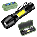 Metal COB Flashlight Torch | Mini LED Rechargeable Work Light | Emergency Penlight | Portable Pocket Torch | Waterproof - Malzio