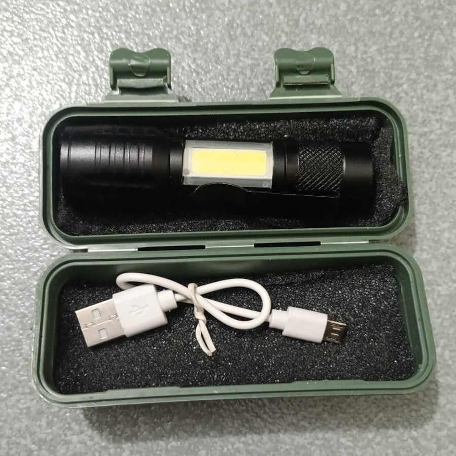 Metal COB Flashlight Torch | Mini LED Rechargeable Work Light | Emergency Penlight | Portable Pocket Torch | Waterproof - Malzio