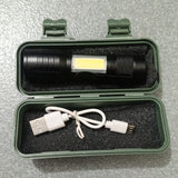 Metal COB Flashlight Torch | Mini LED Rechargeable Work Light | Emergency Penlight | Portable Pocket Torch | Waterproof - Malzio