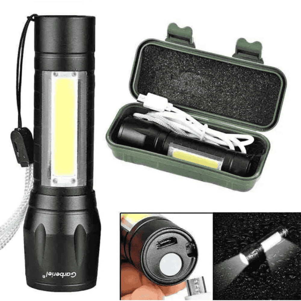 Metal COB Flashlight Torch | Mini LED Rechargeable Work Light | Emergency Penlight | Portable Pocket Torch | Waterproof - Malzio